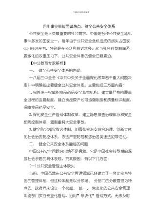 四川事业单位面试热点健全公共安全体系模板