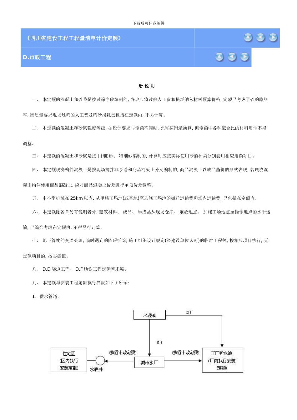 四川省建设工程工程量清单计价定额D市政工程模板_第1页