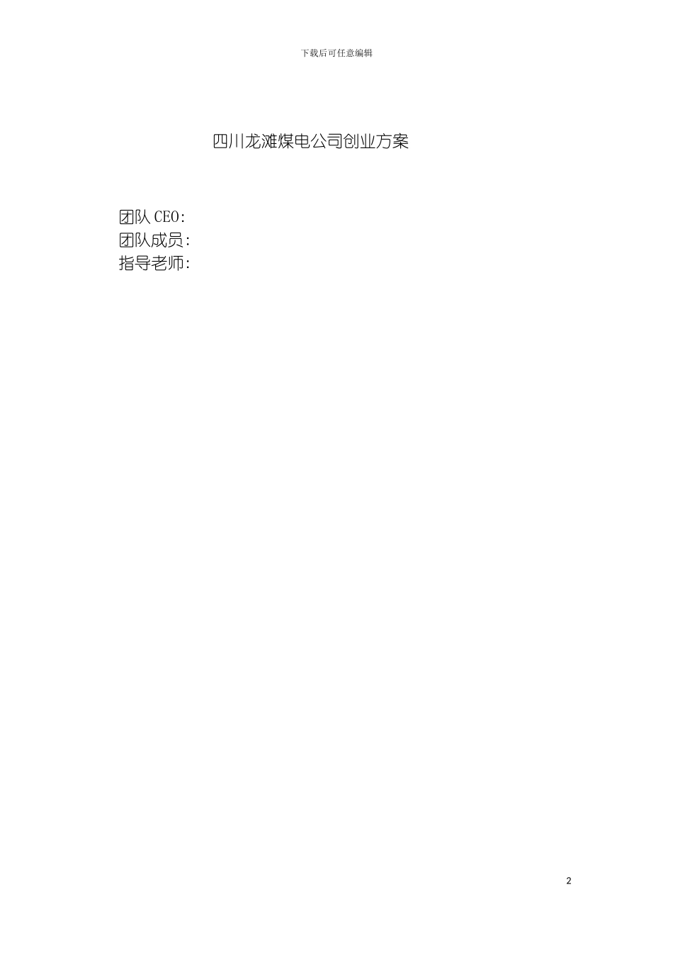 四川龙滩煤电公司创业方案_第2页