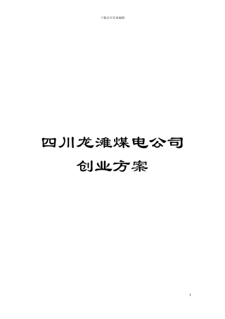 四川龙滩煤电公司创业方案