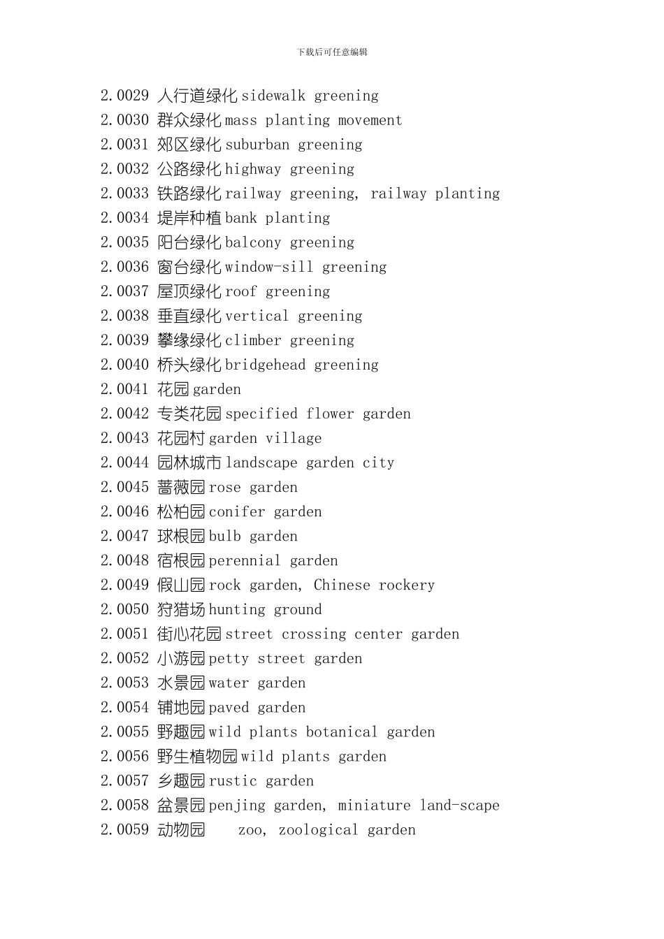 园林学标准英语大全模板_第2页