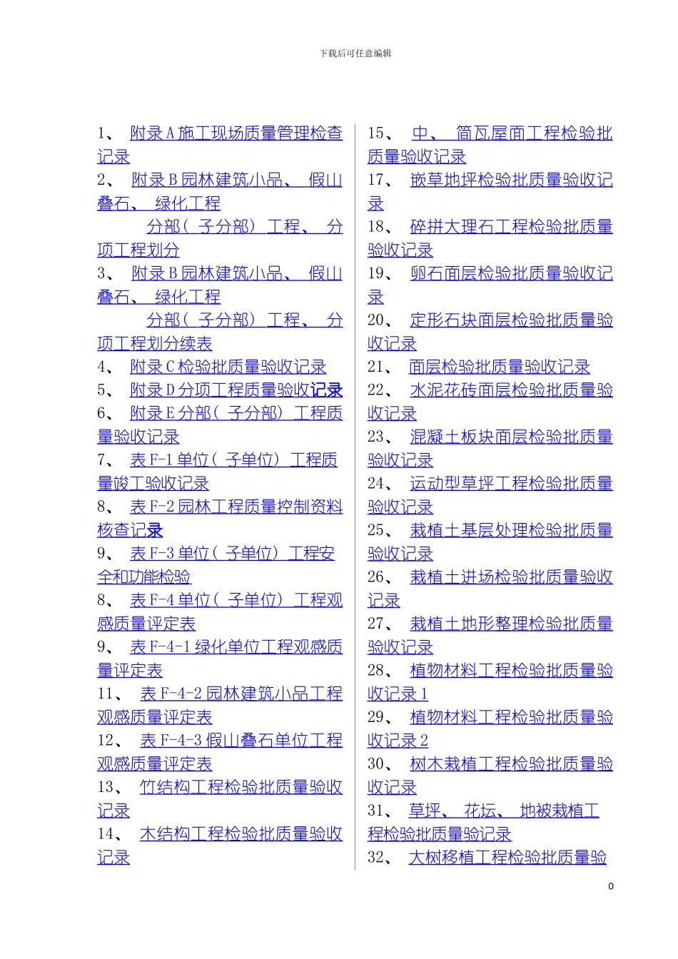 园林绿化工程验收标准检验批表格_第2页