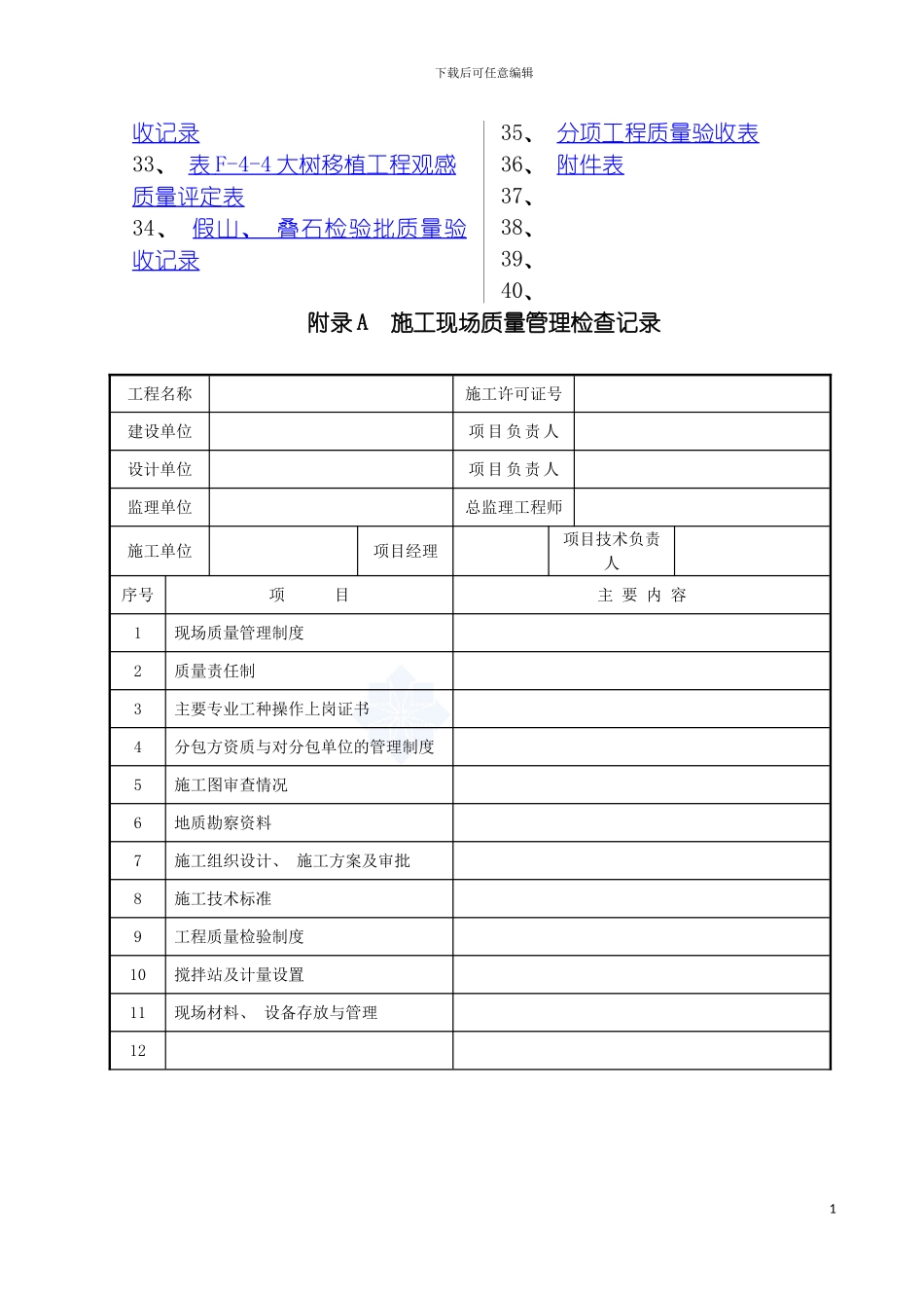 园林绿化工程验收标准检验批表格_第3页