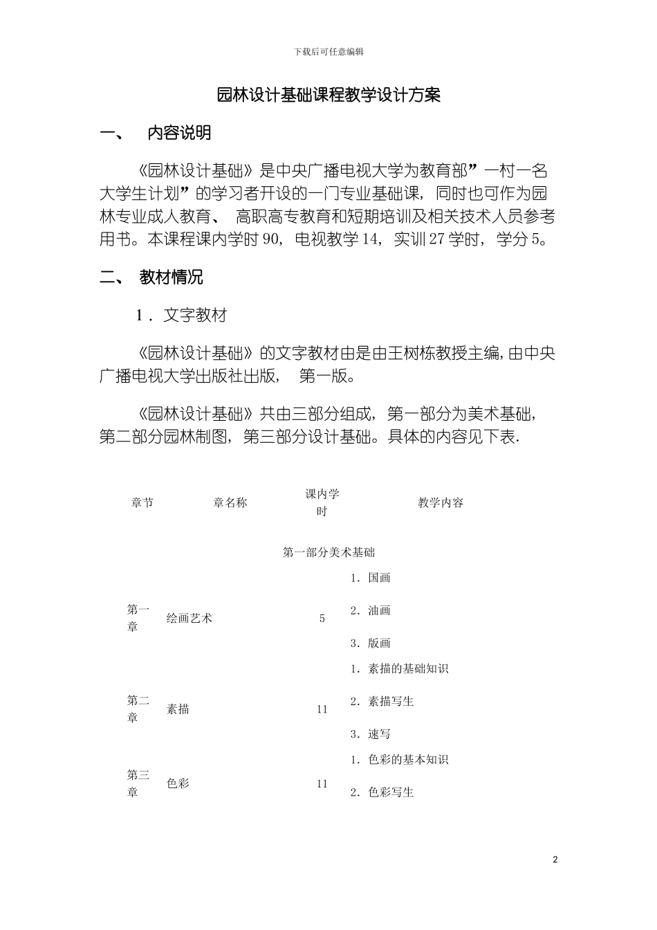 园林设计基础课程教学设计方案_第2页