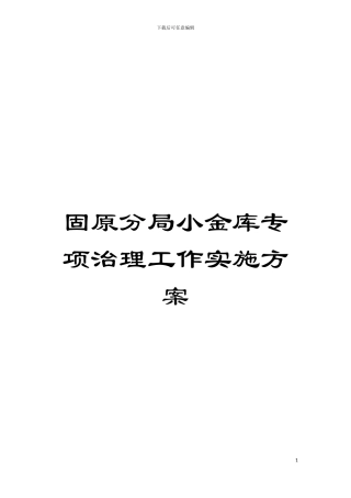 固原分局小金库专项治理工作实施方案
