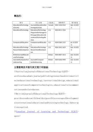 国外教育技术期刊列表整合版模板