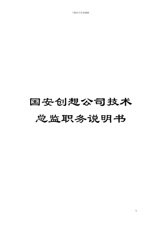 国安创想公司技术总监职务说明书