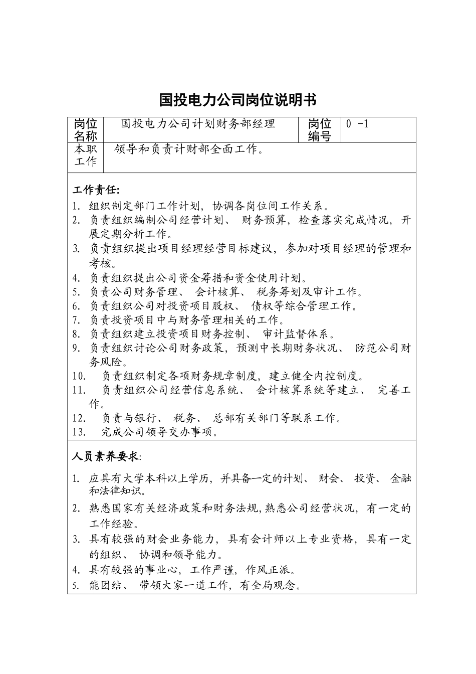 国投电力公司岗位说明书_第2页
