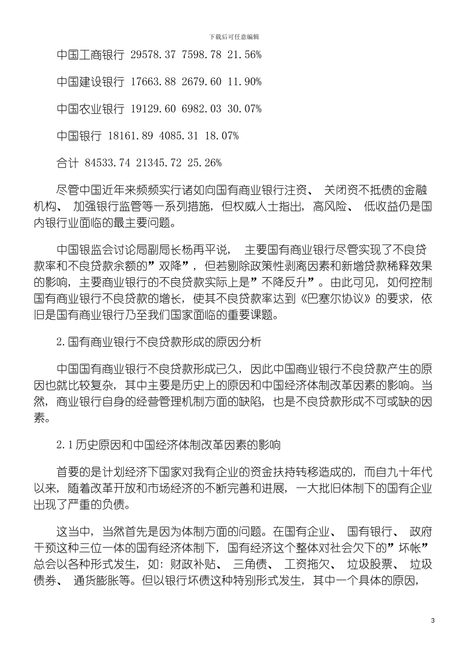 国有商业银行不良贷款对策及信贷管理制度研究_第3页