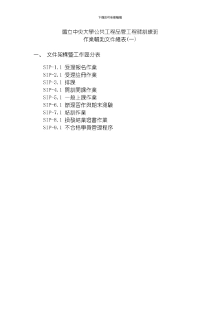 国立中央大学公共工程品管工程师训练班模板