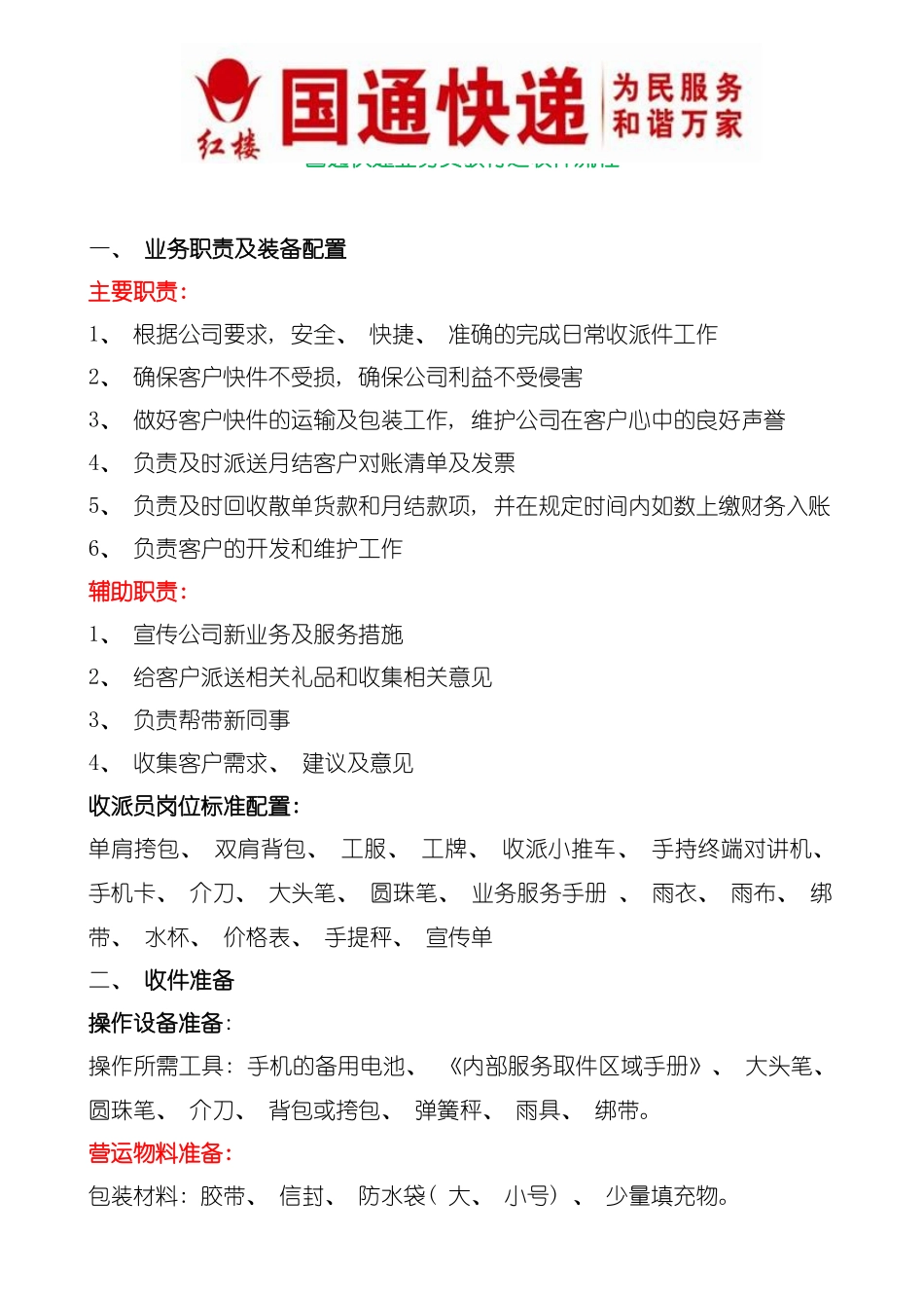 国通快递业务员收件流程教材模板_第1页