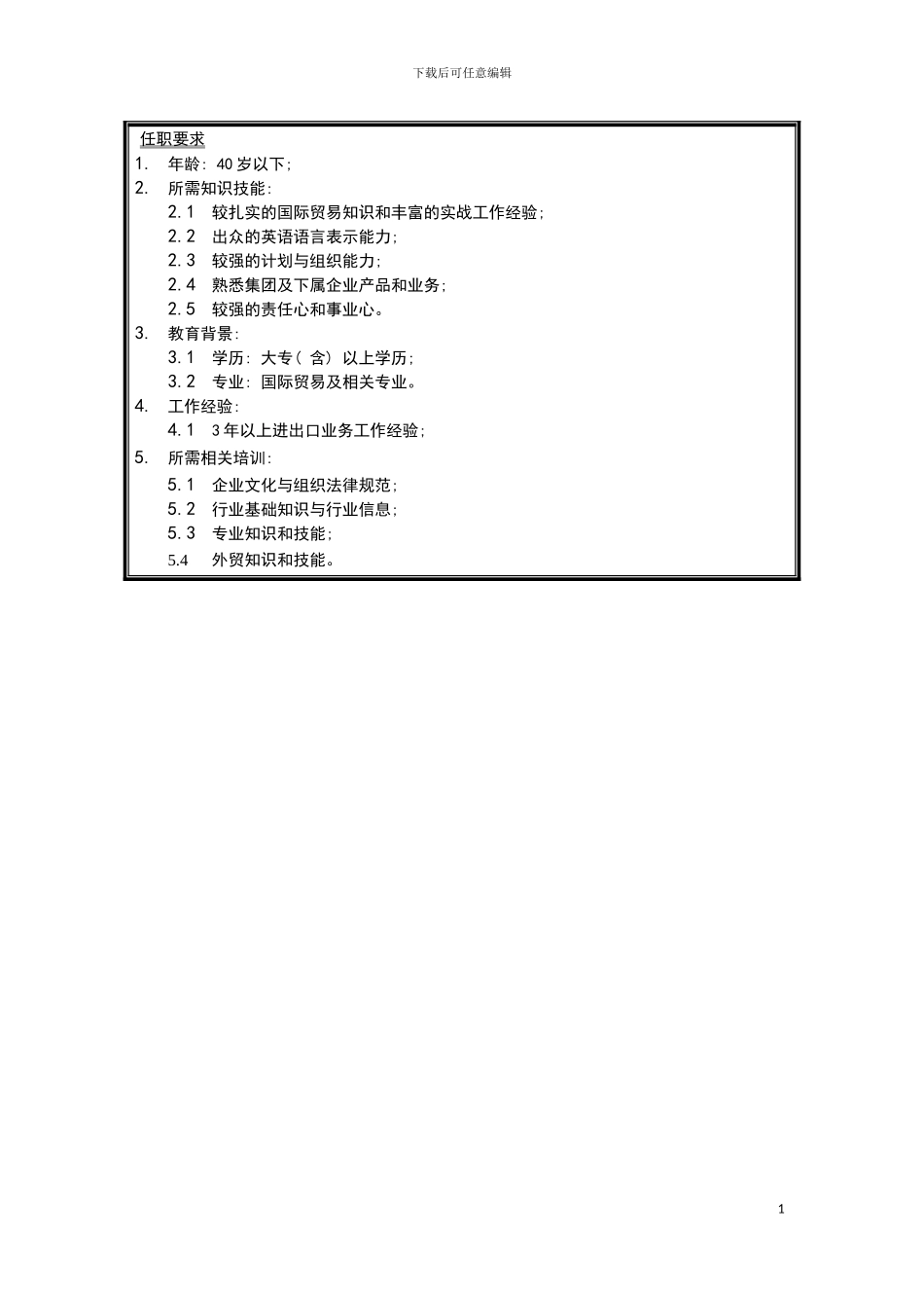 国际事业部计划科计划员岗位说明书_第3页