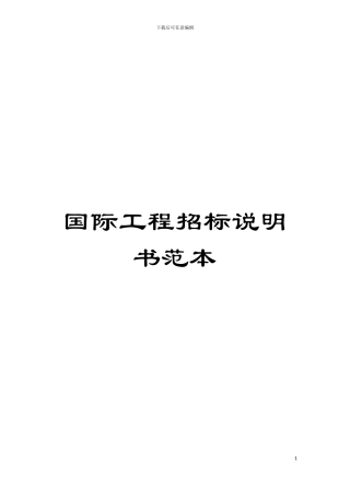 国际工程招标说明书范本