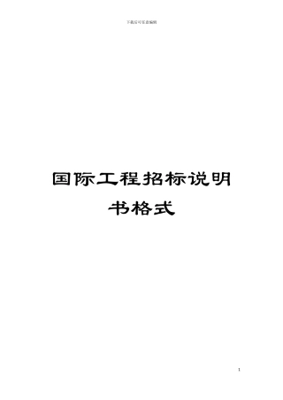 国际工程招标说明书格式