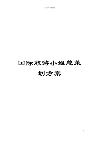国际旅游小姐总策划方案