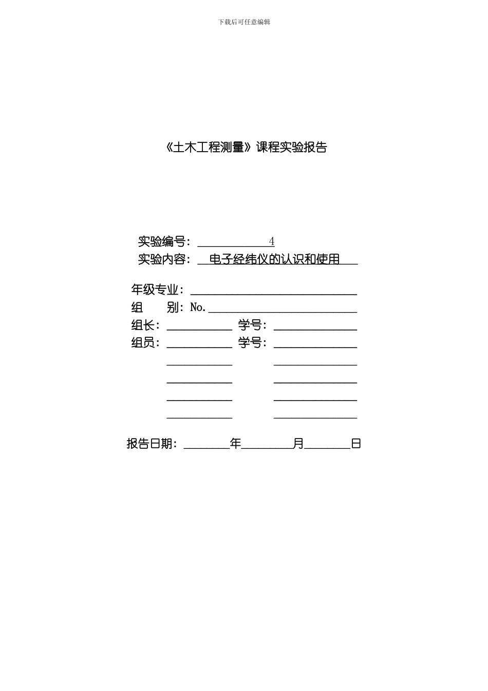 土木工程测量实验模板_第1页