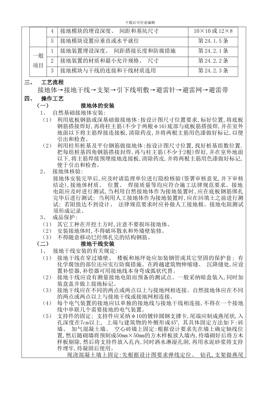 地下车库防雷及接地工程施工技术交底样本模板_第2页