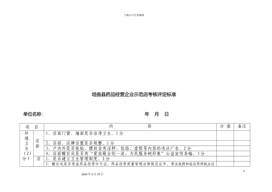垣曲县药品经营企业示范店考核验收标准_第3页