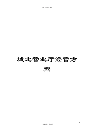 城北营业厅经营方案
