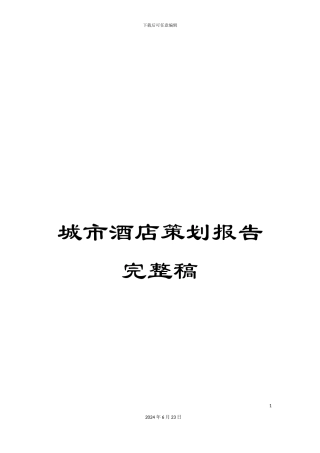 城市酒店策划报告完整稿