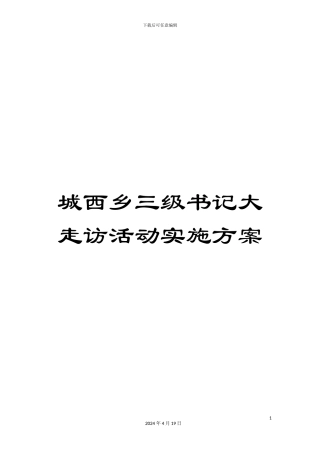 城西乡三级书记大走访活动实施方案