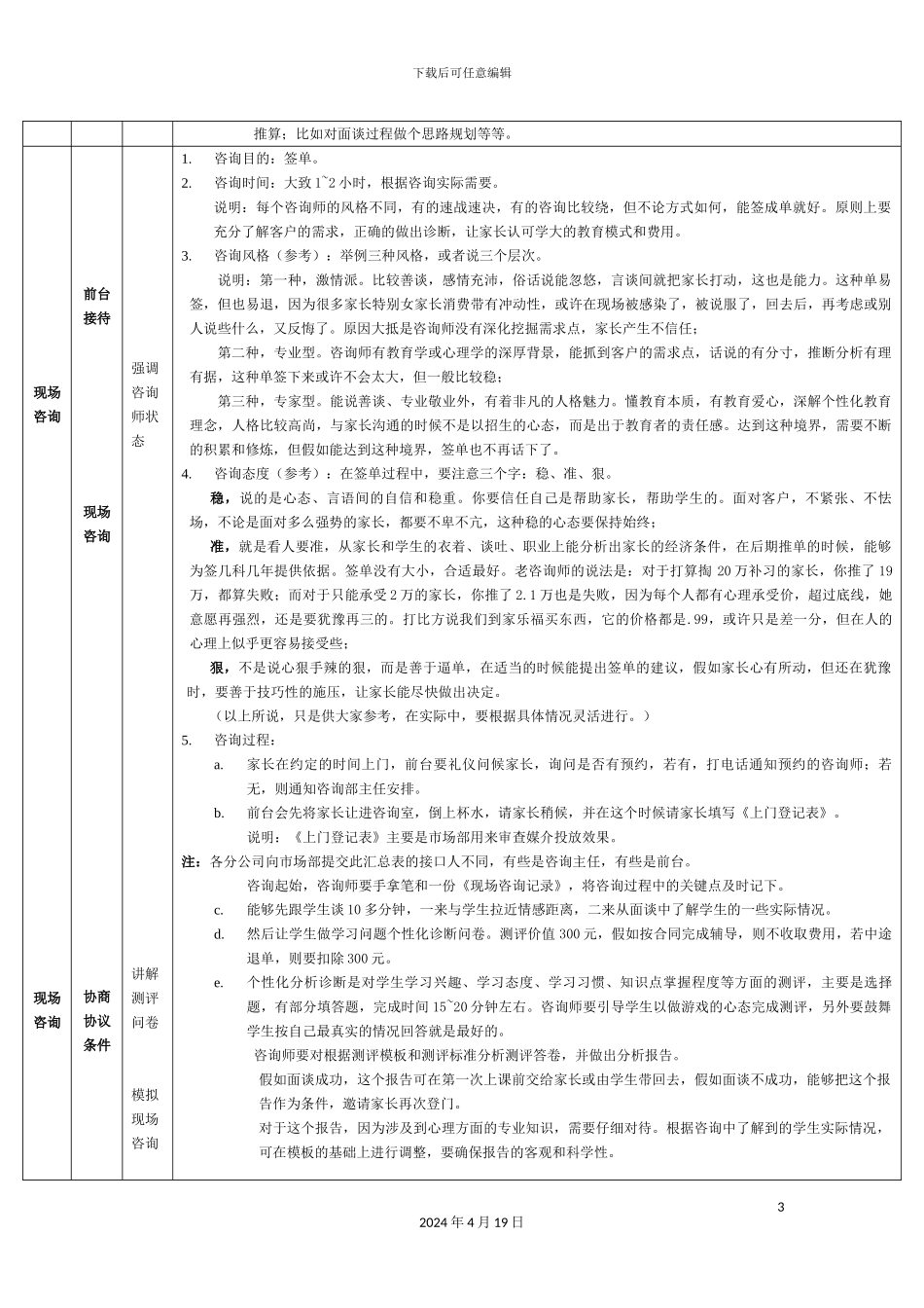 培训学校咨询师工作标准流程培训操作说明_第3页
