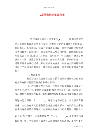 基层党组织整改方案