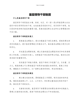 基层领导干部制度