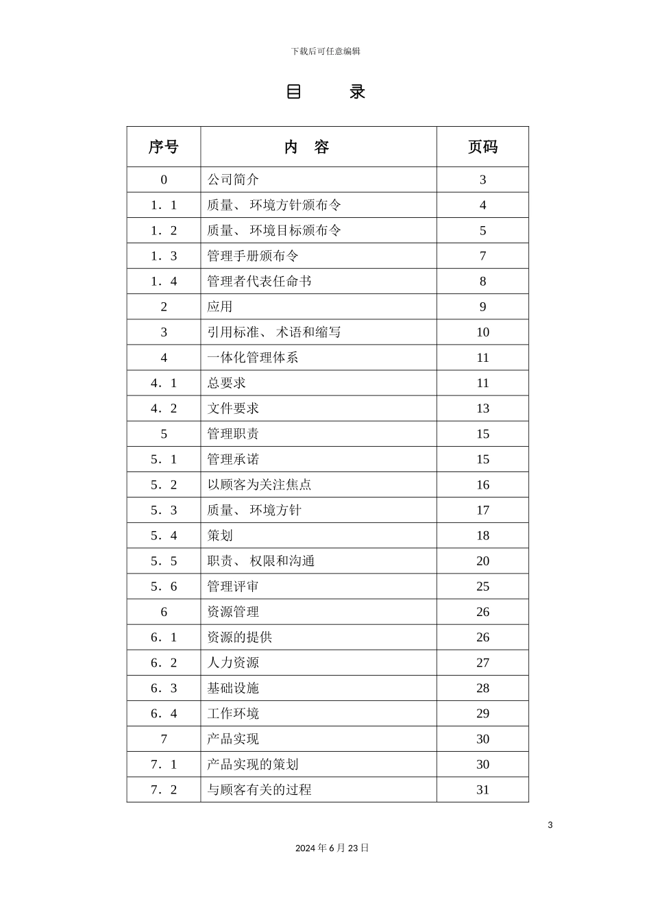 塑料五金制品有限公司质量环境管理手册_第3页