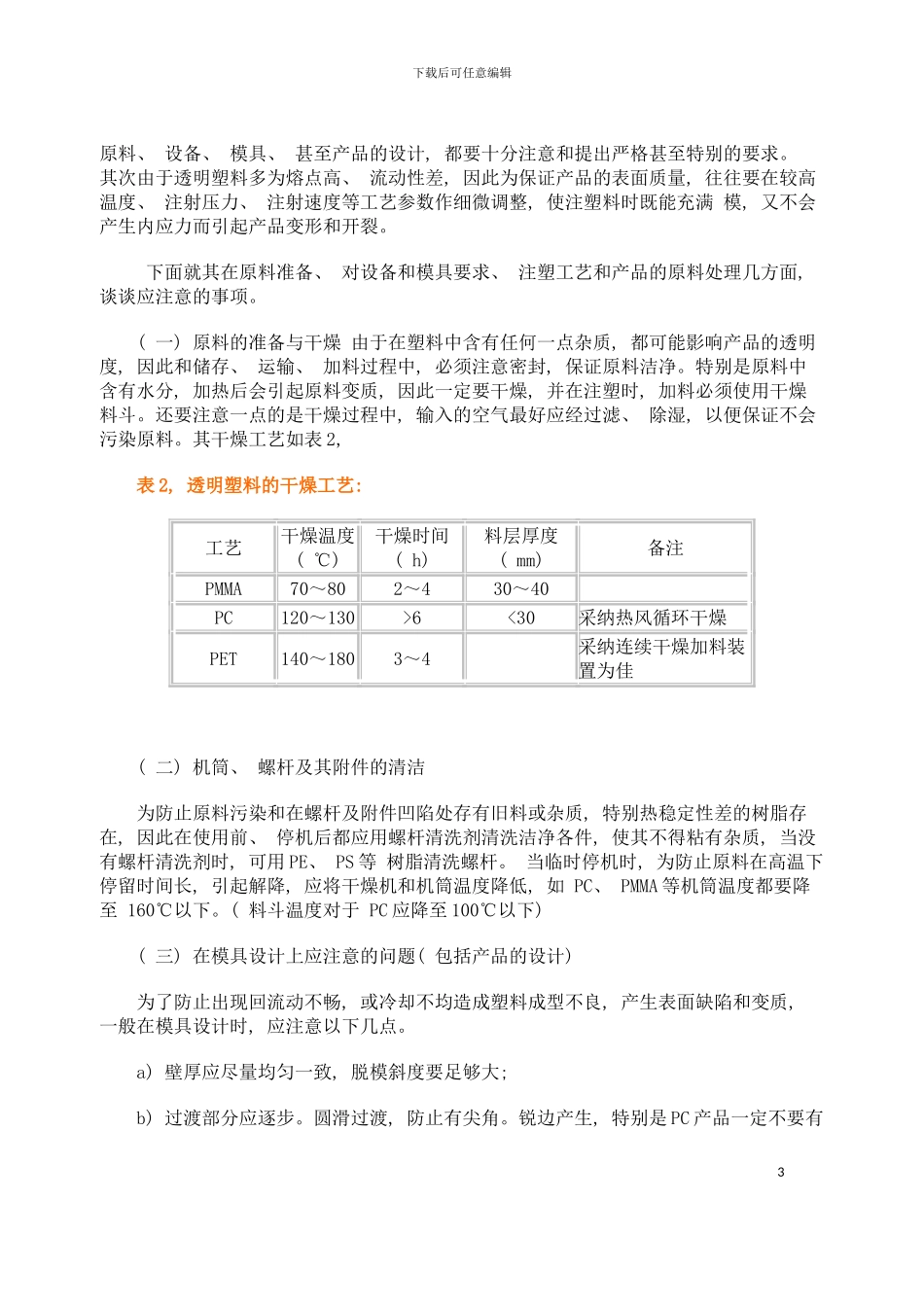 塑料中常用透明原料的特性及注塑工艺模板_第3页