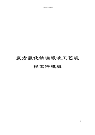 复方氯化钠滴眼液工艺规程文件模板