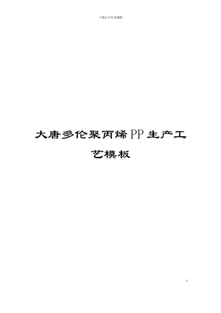 大唐多伦聚丙烯PP生产工艺模板