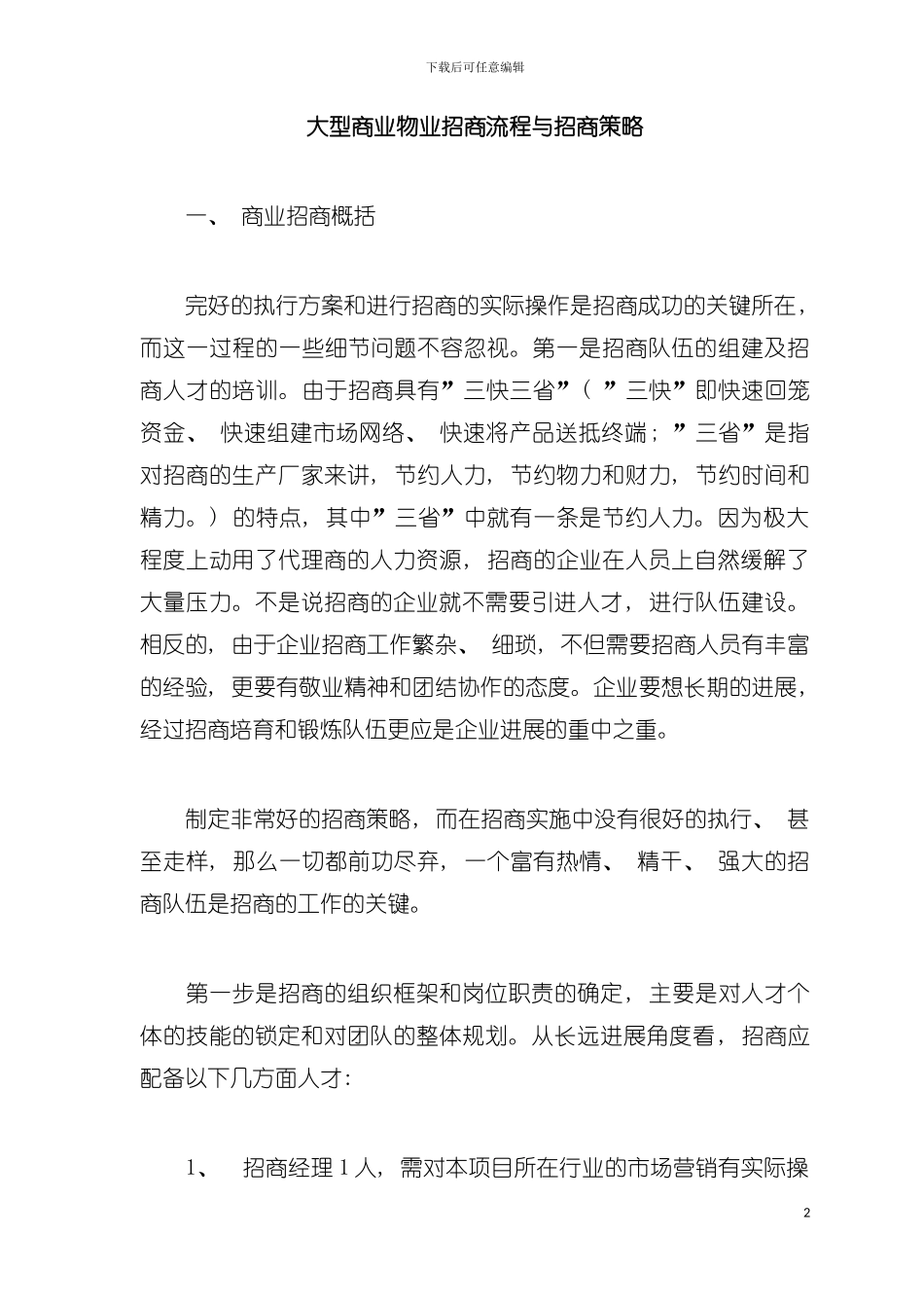 大型商业招商流程及招商策略模板_第2页