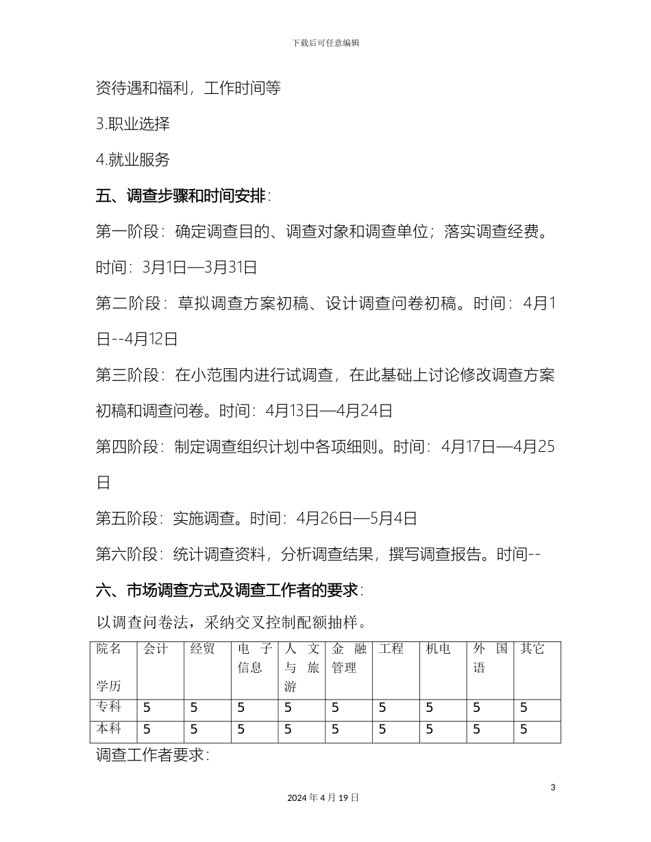 大学生就业意向和职业选择调查问卷设计方案定案_第3页