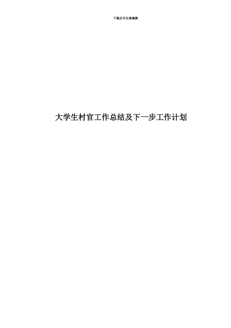 大学生村官工作总结及下一步工作计划_第1页