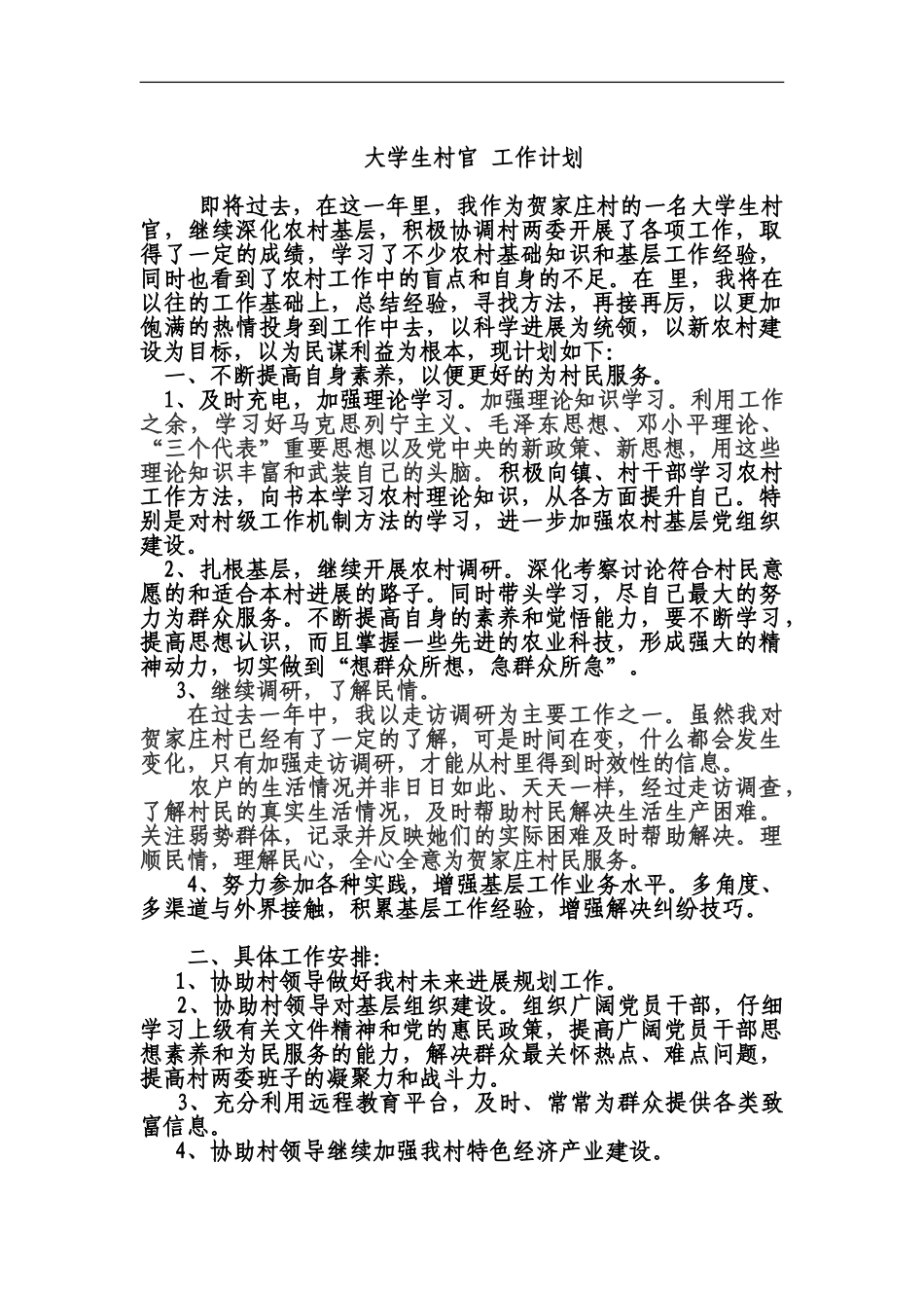 大学生村官工作计划新编_第2页