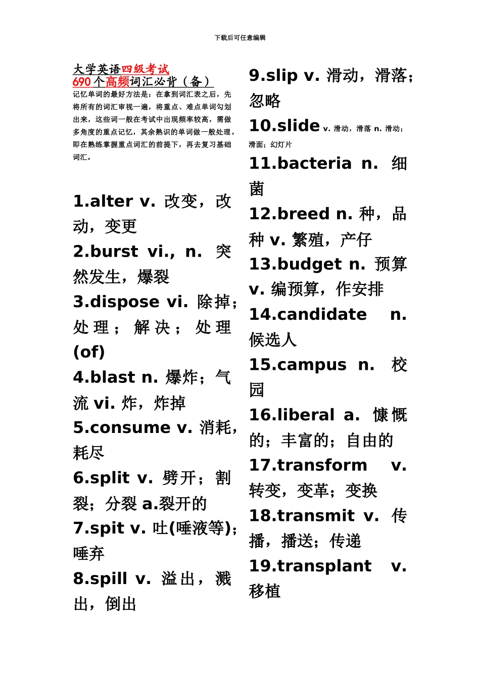 大学英语四级690个最新高频词汇_第2页