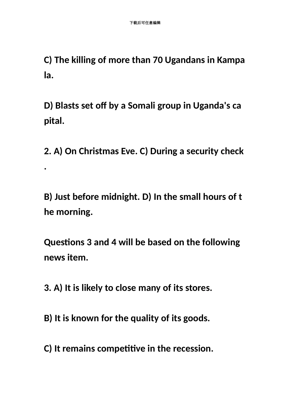 大学英语四级考试听力样题_第3页