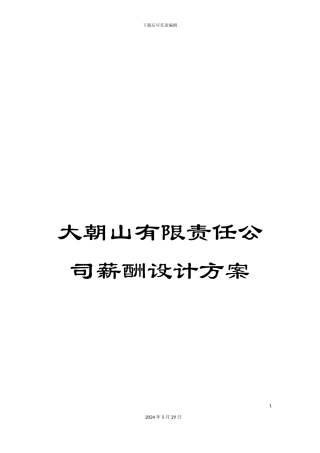 大朝山有限责任公司薪酬设计方案