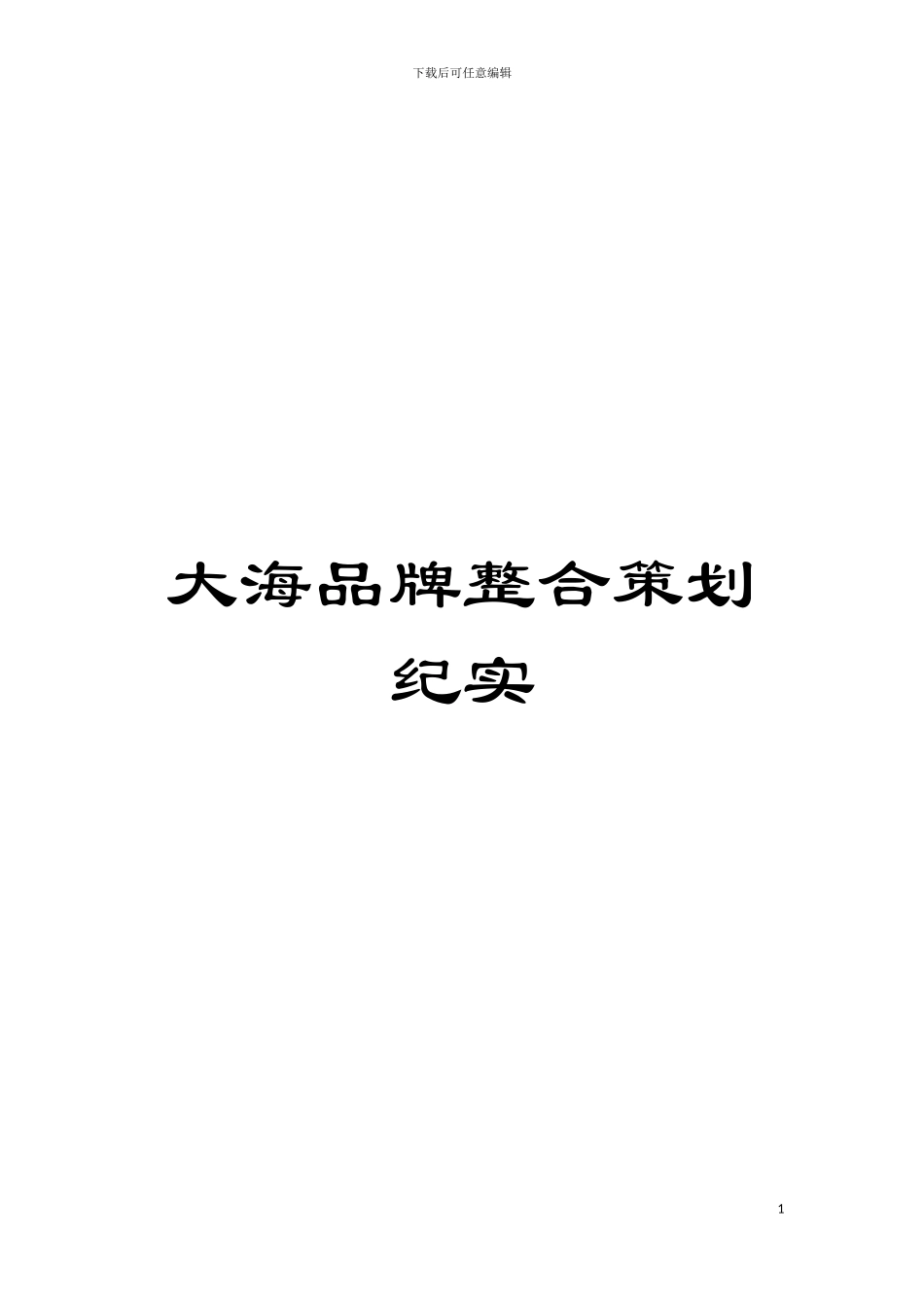 大海品牌整合策划纪实模板_第1页