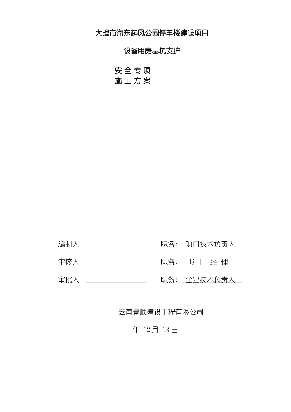 大理市海东起凤停车楼建设项目设备用房基坑支护方案专家论证模板_第2页