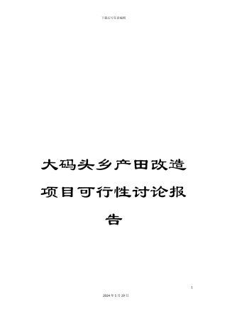 大码头乡产田改造项目可行性研究报告