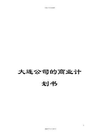 大连公司的商业计划书