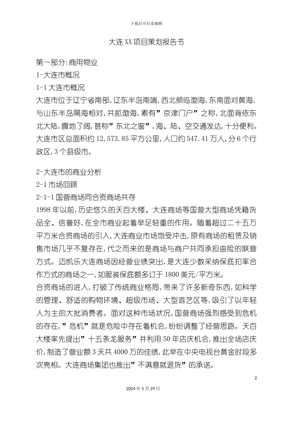 大连项目策划报告书_第2页