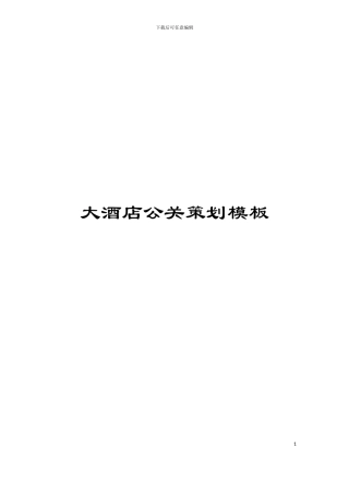 大酒店公关策划模板