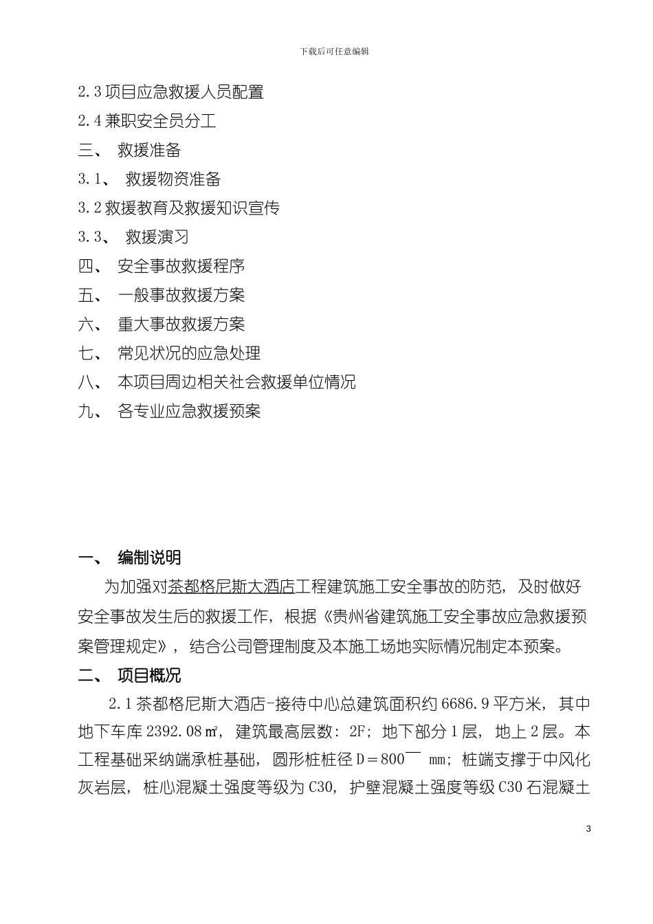 大酒店施工现场应急救援预案模板_第3页