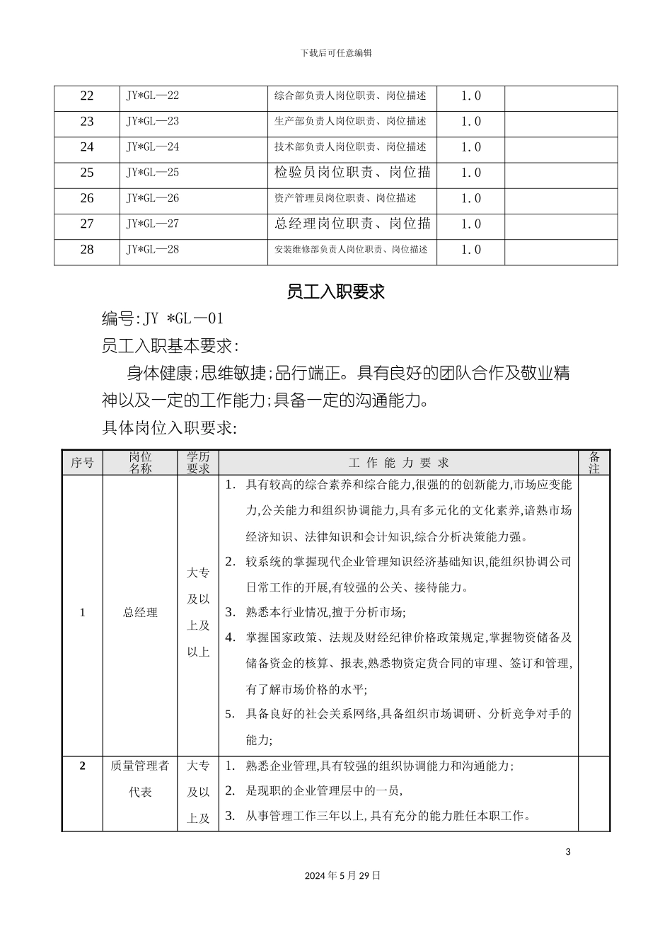 天津公司员工入职要求及岗位职责_第3页