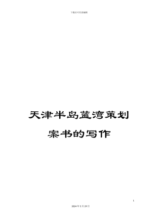 天津半岛蓝湾策划案书的写作