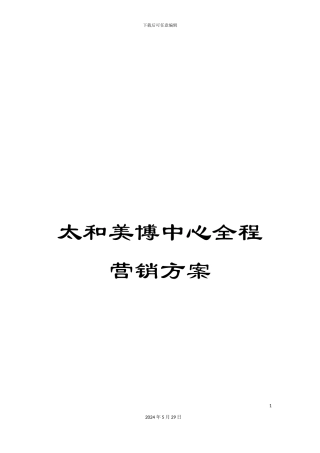 太和美博中心全程营销方案