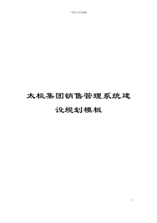 太极集团销售管理系统建设规划模板